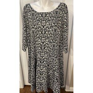 Taylor Woman Fit 'n Flare Dress Size 22W Scoop Neck 3/4 Sleeve Rear Zipper